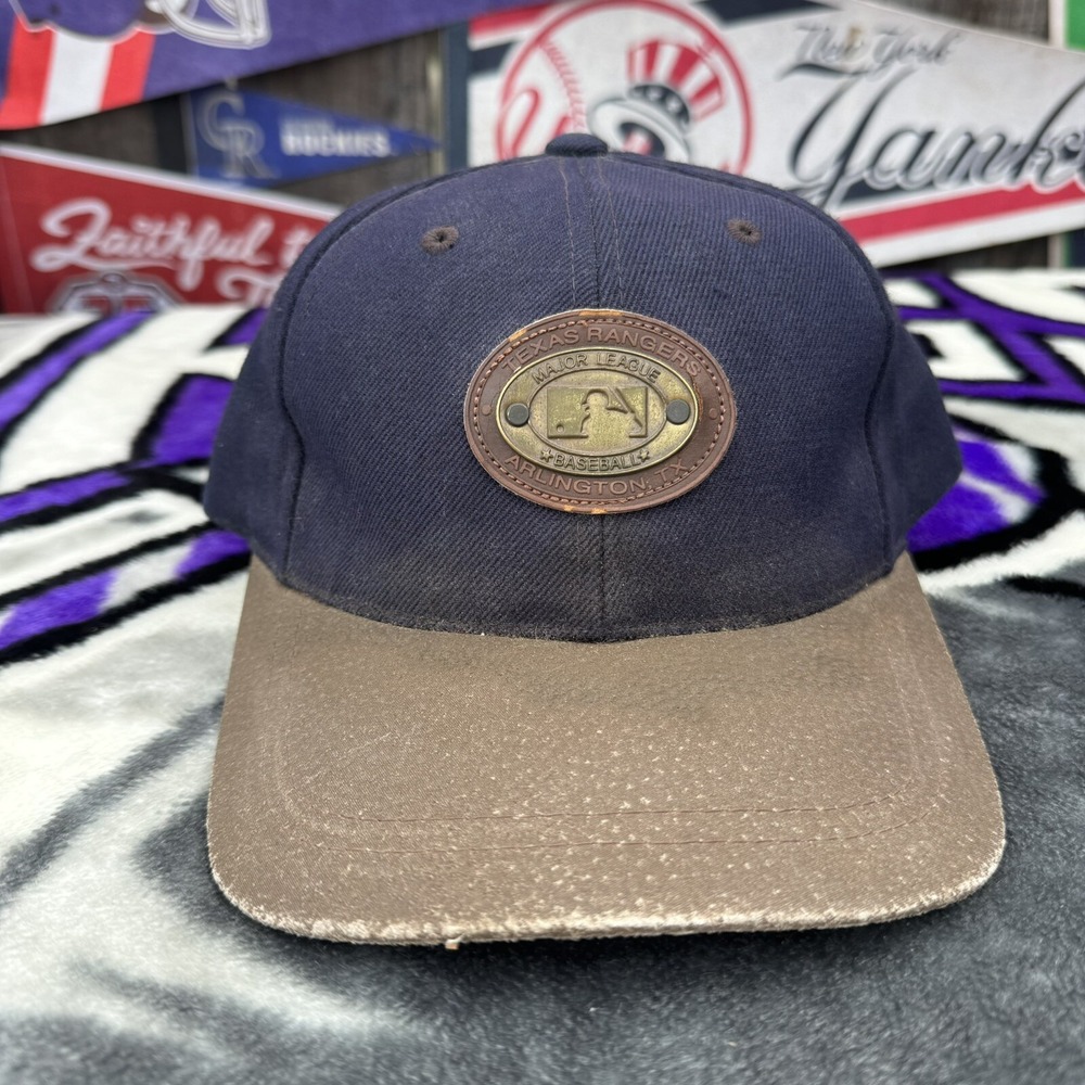 Texas Rangers American Needle Baseball Cap Adjustable‎ Leather Brass Patch